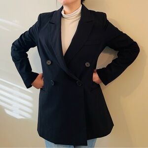 Frank And Oak Women’s Double Breasted Black Blazer.